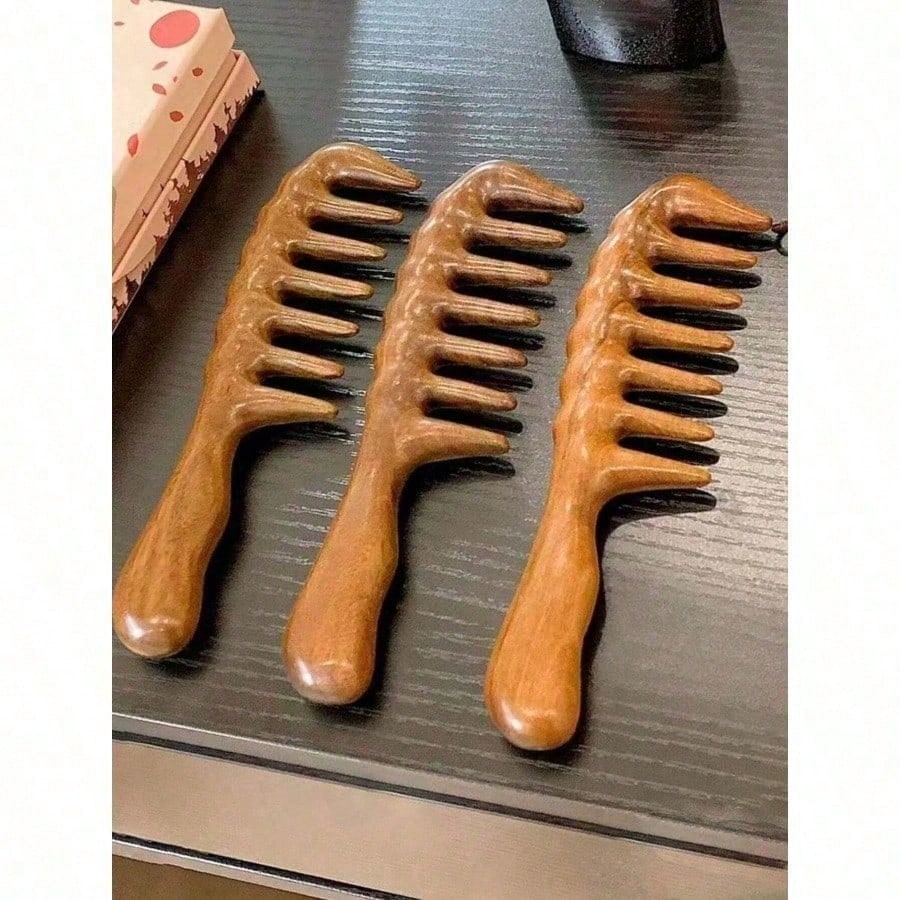 Hair Care Wavy Hair - Sisir Kayu Cendana Alami Bergigi Lebar,